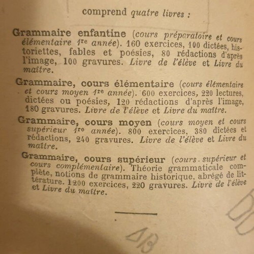 Grammaire French book used 1911