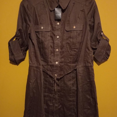 Apanage long sleeve shirt XL UK 14, new, 100% ramie, dark brown