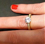  Μονόπετρο δαχτυλίδι με ζιργκόν πέτρα  925 χρώμα χρυσό