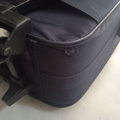 Urban medium fabric suitcase used, blue, two wheels