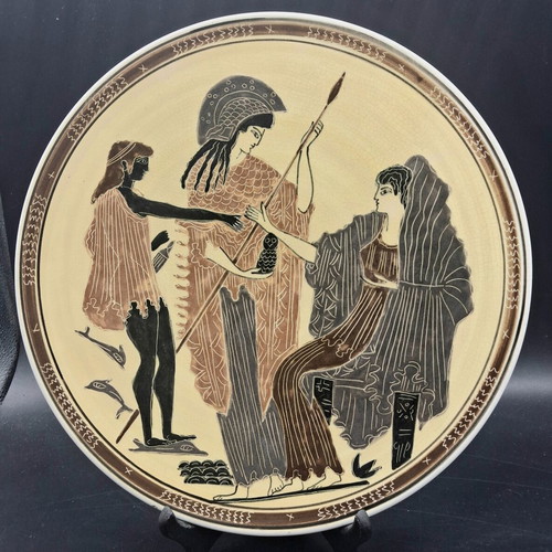 Vintage Greek Arts Milos Ceramic Plate Athena and Apollo