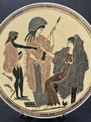 Vintage κεραμική πιατέλα Greek Arts Milos με Αθηνά και Απόλλωνα