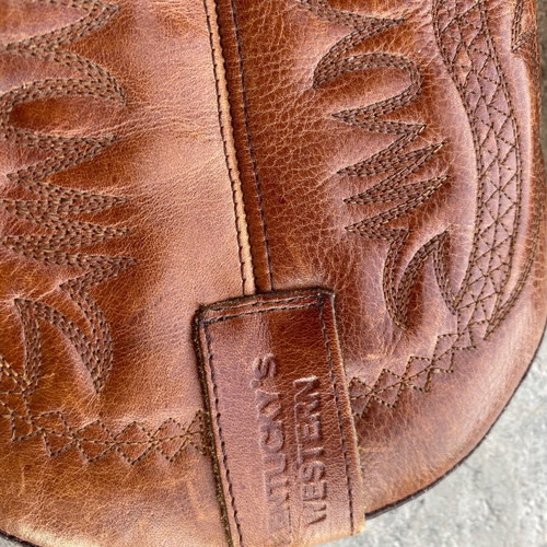 Kentuckys Western leather boots used, size 42, brown vintage