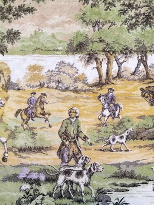 Vintage Velvet Wall Band Tapestry like new, aristocratic hunting scene