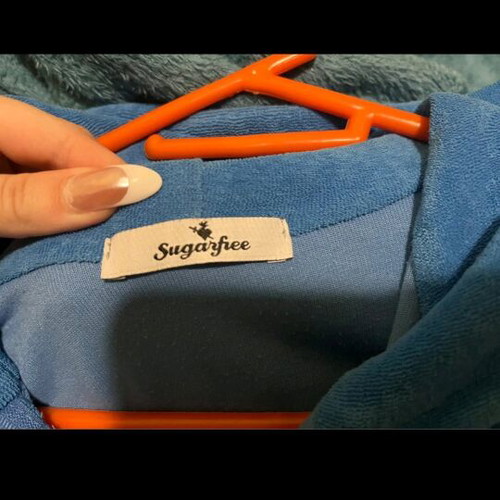 SugarFree cardigan blue like new, terry fabric, size S