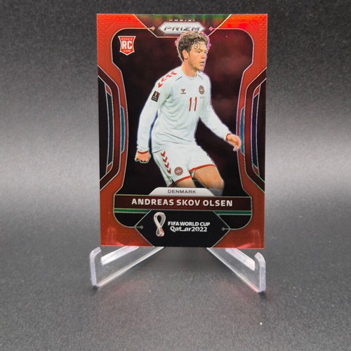 2022 Panini Prizm World Cup Qatar Red Prizm Andreas Skov Olsen #66 Rookie RC used