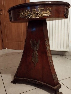 Vintage table used with brass designs and legs