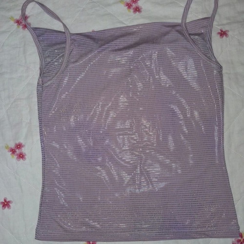 Lilac Metallic Top with Draped Neckline size S-M like new