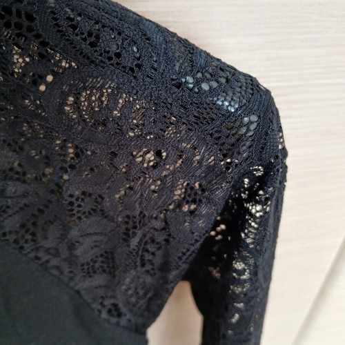 Black blouse with lace sleeves used, size S