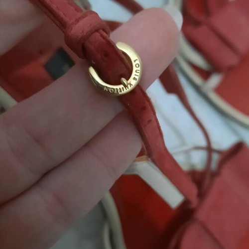 Louis Vuitton women's sandals used with thick 12 cm heel red pink