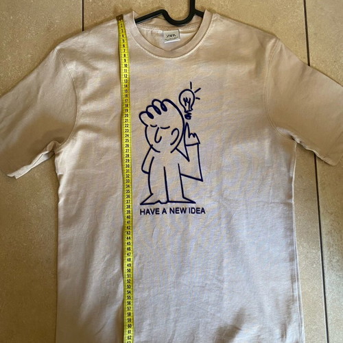 Zara men's T-shirt like new, 100% cotton, beige, small