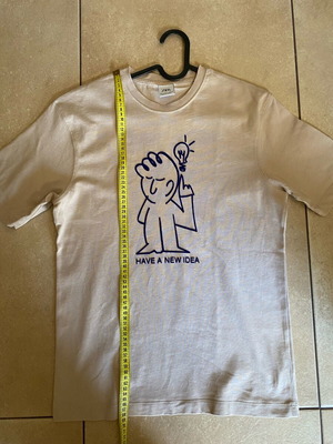 Αντρικό T-shirt Zara αφόρετο, 100% βαμβακερό, μπεζ, small