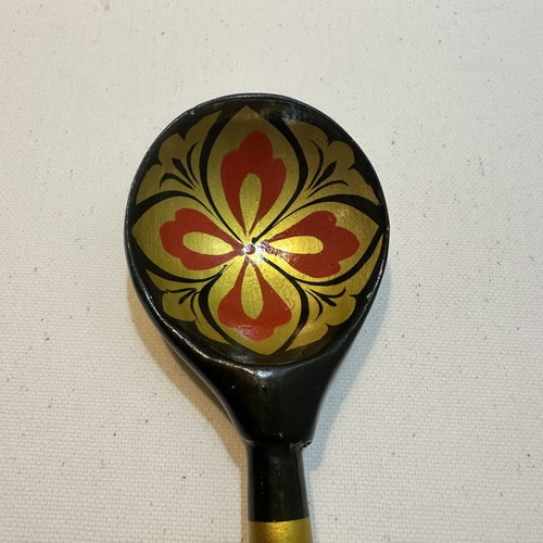 Vintage Russian Khokhloma wooden spoons set of 6