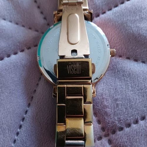 Visetti wristwatch women's used with pink dial and gold strap