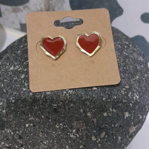 Steel earrings new, red and gold-colored