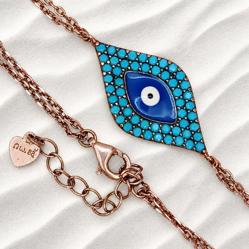 Handmade Gianniotiko bracelet in gold-plated 925 silver with enamel and zircon, new