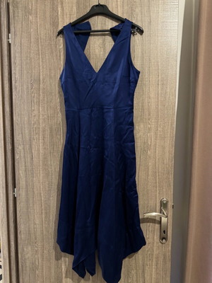 Φόρεμα cocktail IVY OAK μπλε midnight satin κρεπ σαν καινούργιο M/L
