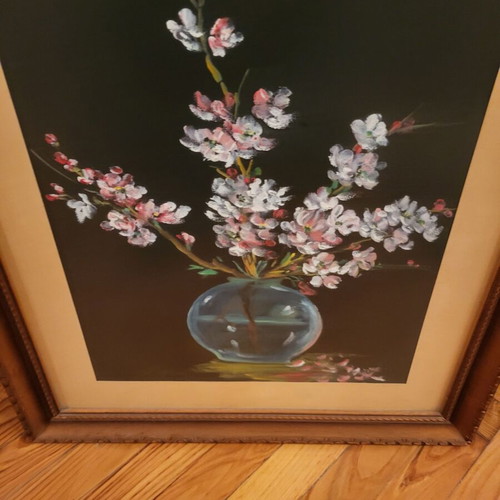 Painting used with indistinct signature, 1960s, with glass