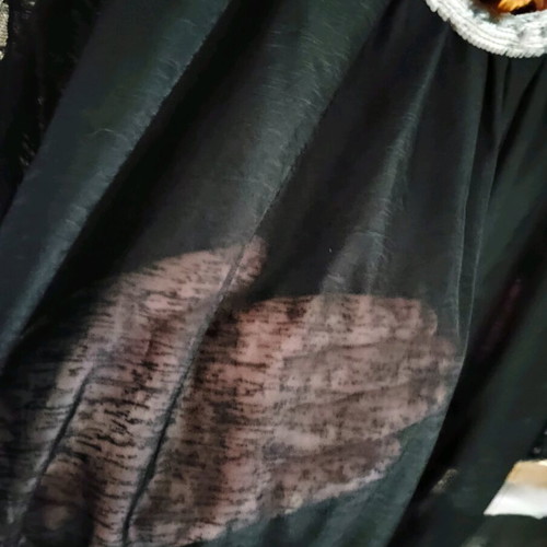 Shiny formal blouse small like new, black with sequins and lace