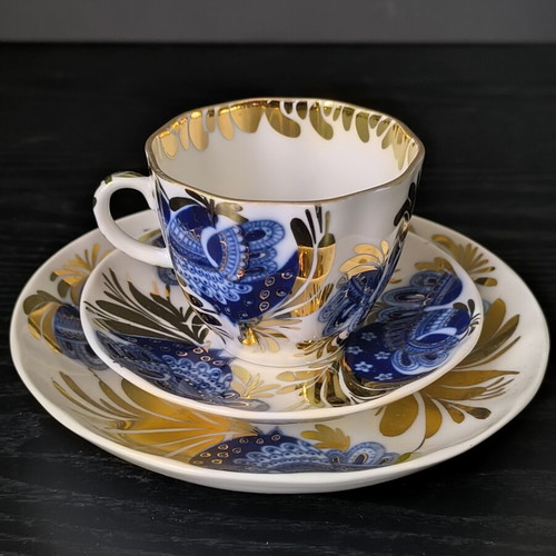 Lomonosov Russian coffee set like new, Golden Garden