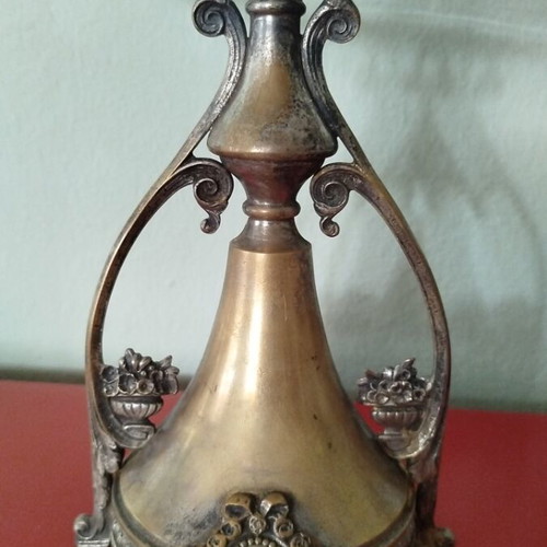 Art Nouveau centerpiece like new with silver-plated brass and crystal
