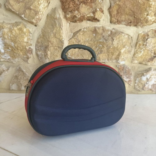 Hard Travel Cosmetic Bag like new, blue and red