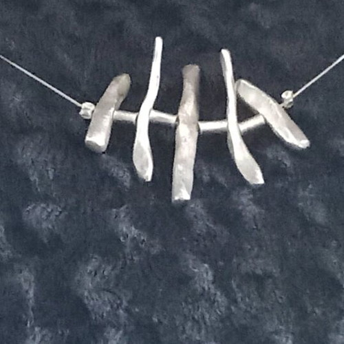 Silver aged hammered necklace
