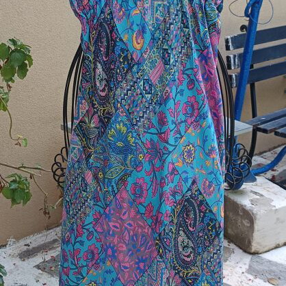 Boho Art Silk Backless Dress One Size New