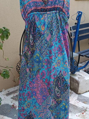 Boho Art Silk Backless Dress One Size New