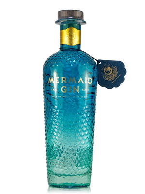 Mermaid Gin bottle used, empty, handmade design