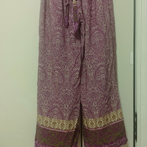 Two Pants like new, one magenta with green, one blue with dark blue, one size