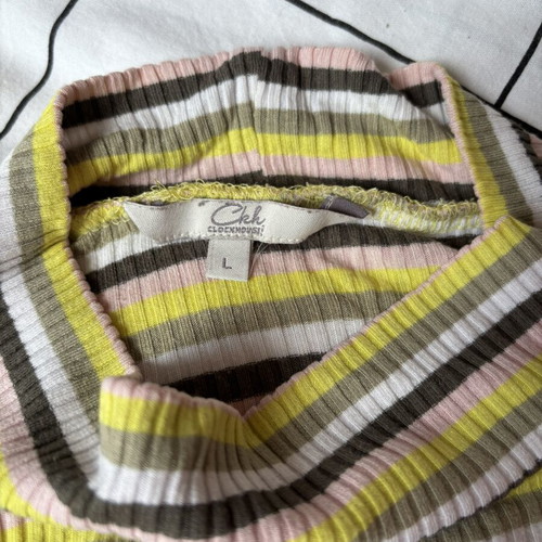 Clockhouse striped blouse size L like new, colorful rib-knit