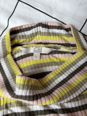 Clockhouse striped blouse size L like new, colorful rib-knit