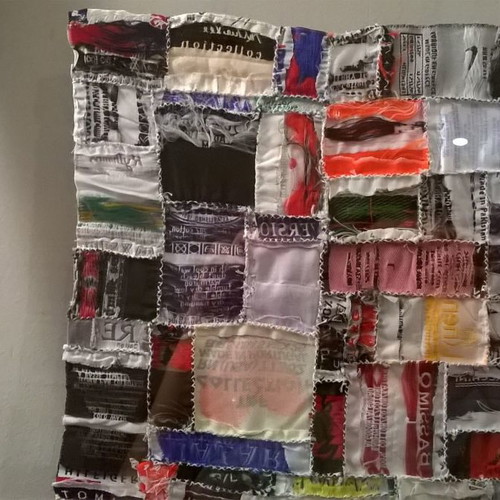 Painting with clothing labels handmade new