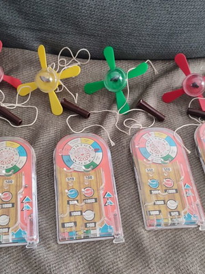 Vintage Fortune Wheel pinball toys collection 80s, 6 pieces with helicopters and extras