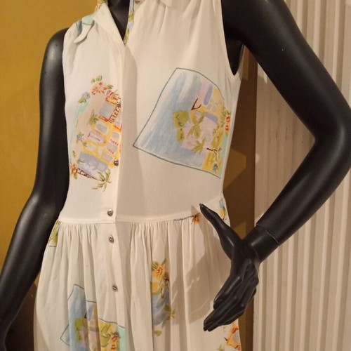 Together! vintage early '90s maxi sleeveless dress white multicolor like new