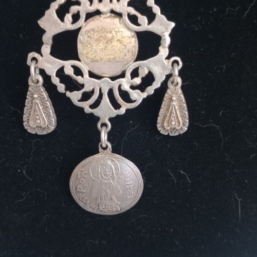 Silver Antique Necklace with Konstantinato Coin, Like New