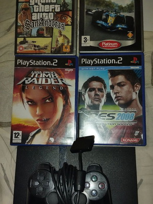 PlayStation 2 Slim употребяван с 4 игри и контролер