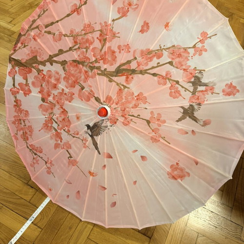 Chinese Pink Umbrella New With Almond Blossom And Bird Pattern