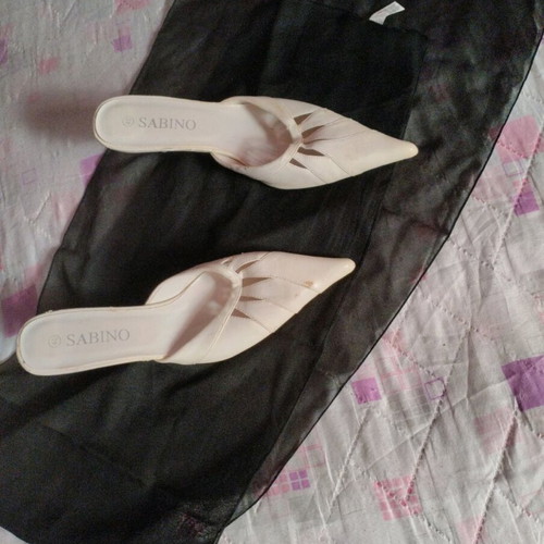 Silk scarf and Sabino mule shoes like new, size 40, black and white