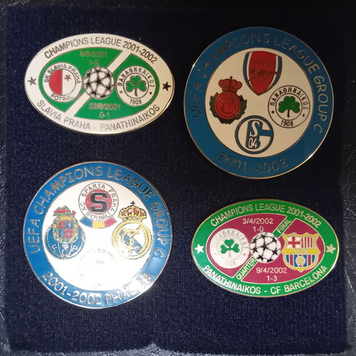 Panathinaikos 2001-2002 Champions League pin set of 4