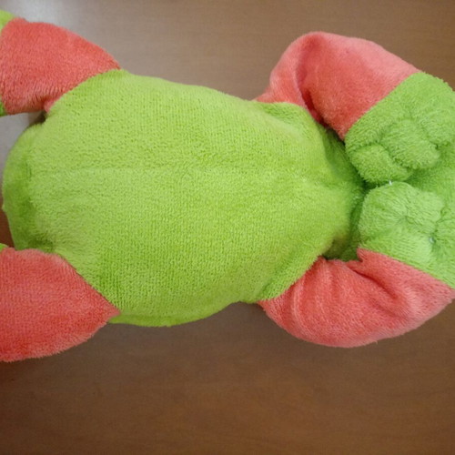 Plush Hippopotamus with Flowers like new, green and coral