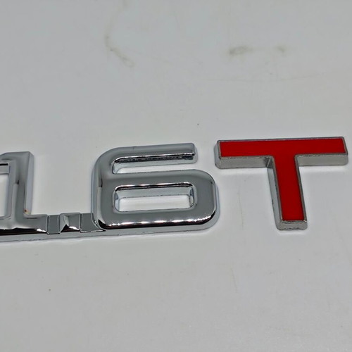 Metal Turbo 1.6T Car Emblem chrome with red, like new