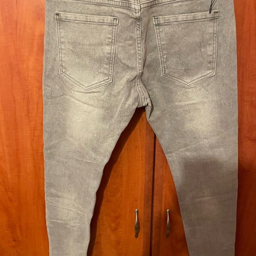 Jeans with rhinestones size M gray new