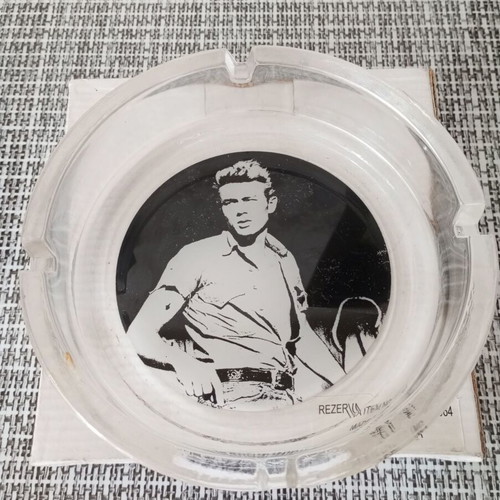 James Dean glass ashtray with La Siesta retro tobacco pouch gift