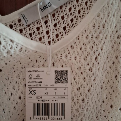 Mango long azur dress new, size XS, white