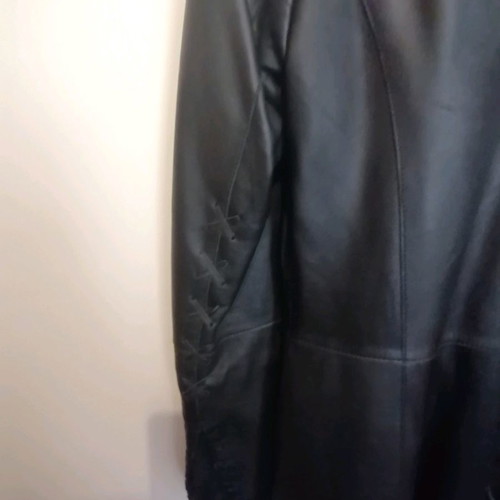 Women's leather coat used, size medium, gray