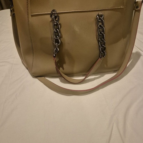 FRNC shoulder bag like new with metal chain beige