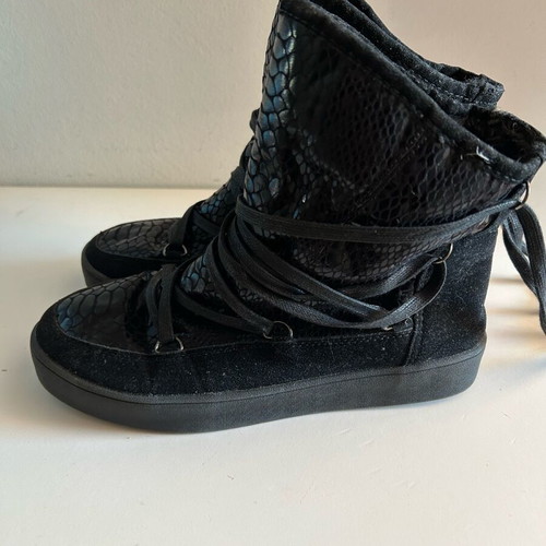 Women's boots with inner fur like new, size 39, black Made In Italia