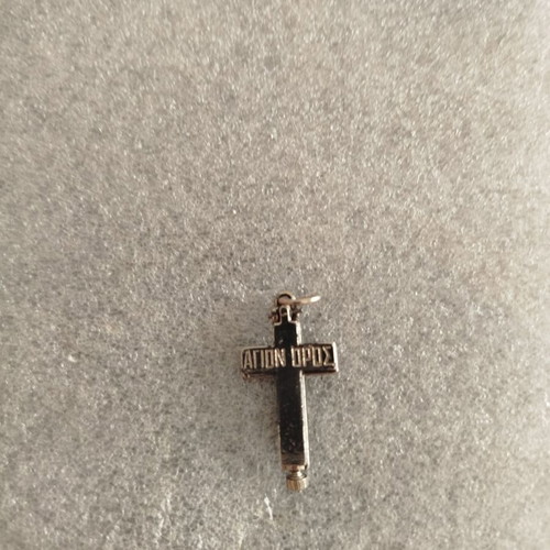 Pack of used old religious icons and crosses with Mount Athos photo